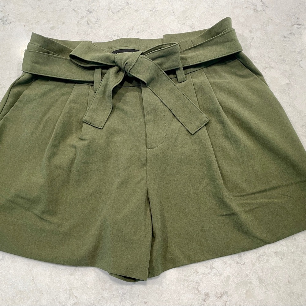 Army Green, Front Tie, High-waisted Shorts